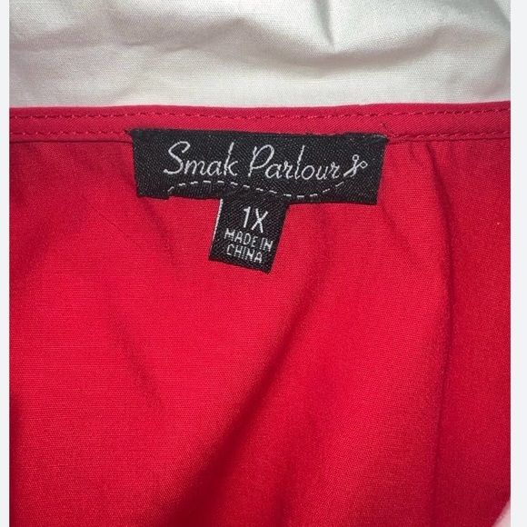 Smak parlor plus size 1970s red orange tulip mini shirt dress size 1X - Picture 7 of 8